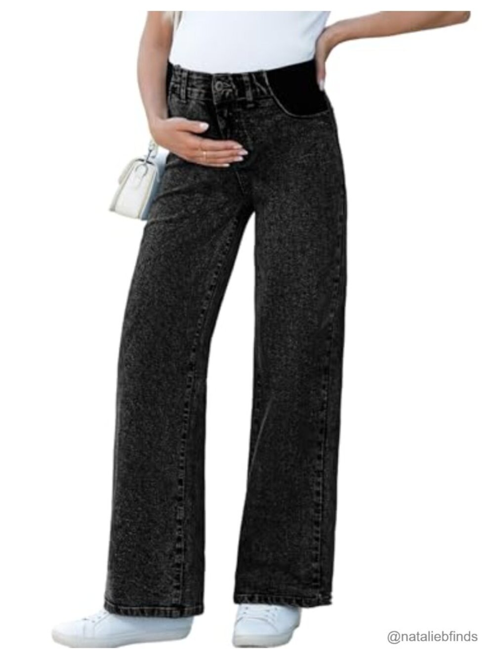 Maternity Jeans for Women Wide Leg High Waist Pregnancy Denim Pants